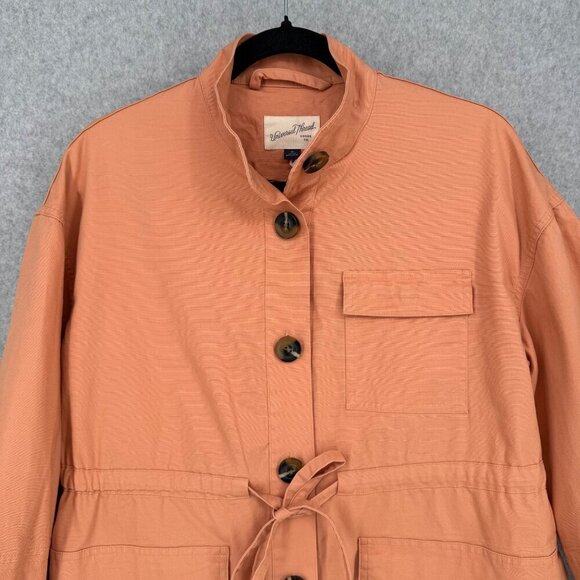 Universal Thread Womens Button Up Utility Jacket Size M Coral Tie Waist NEW - Picture 2 of 12